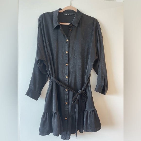 Zara black button down dress - Picture 4 of 12